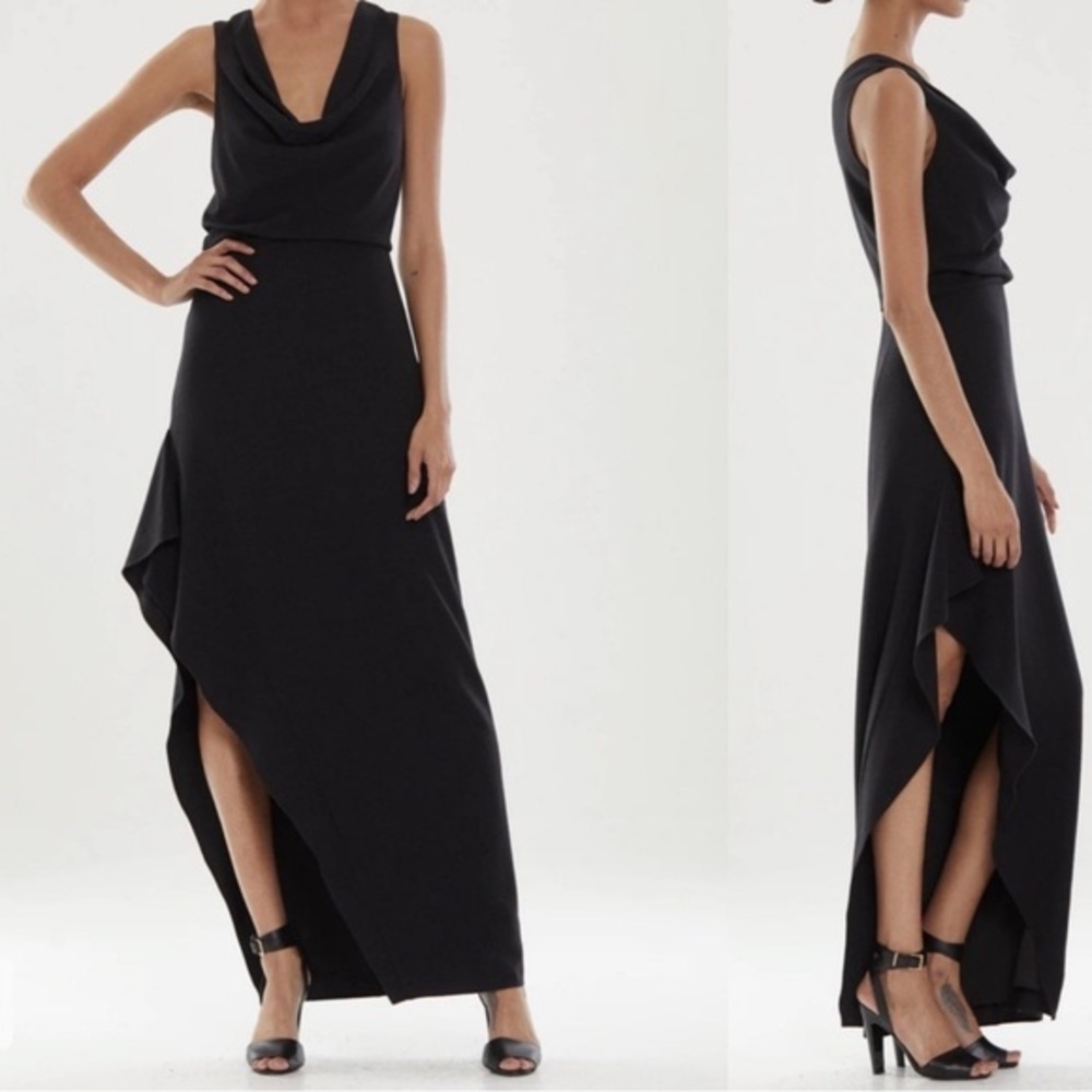 Halston Effie Sleeveless Cowl Neck Metallic Shimmer Gown size 14
